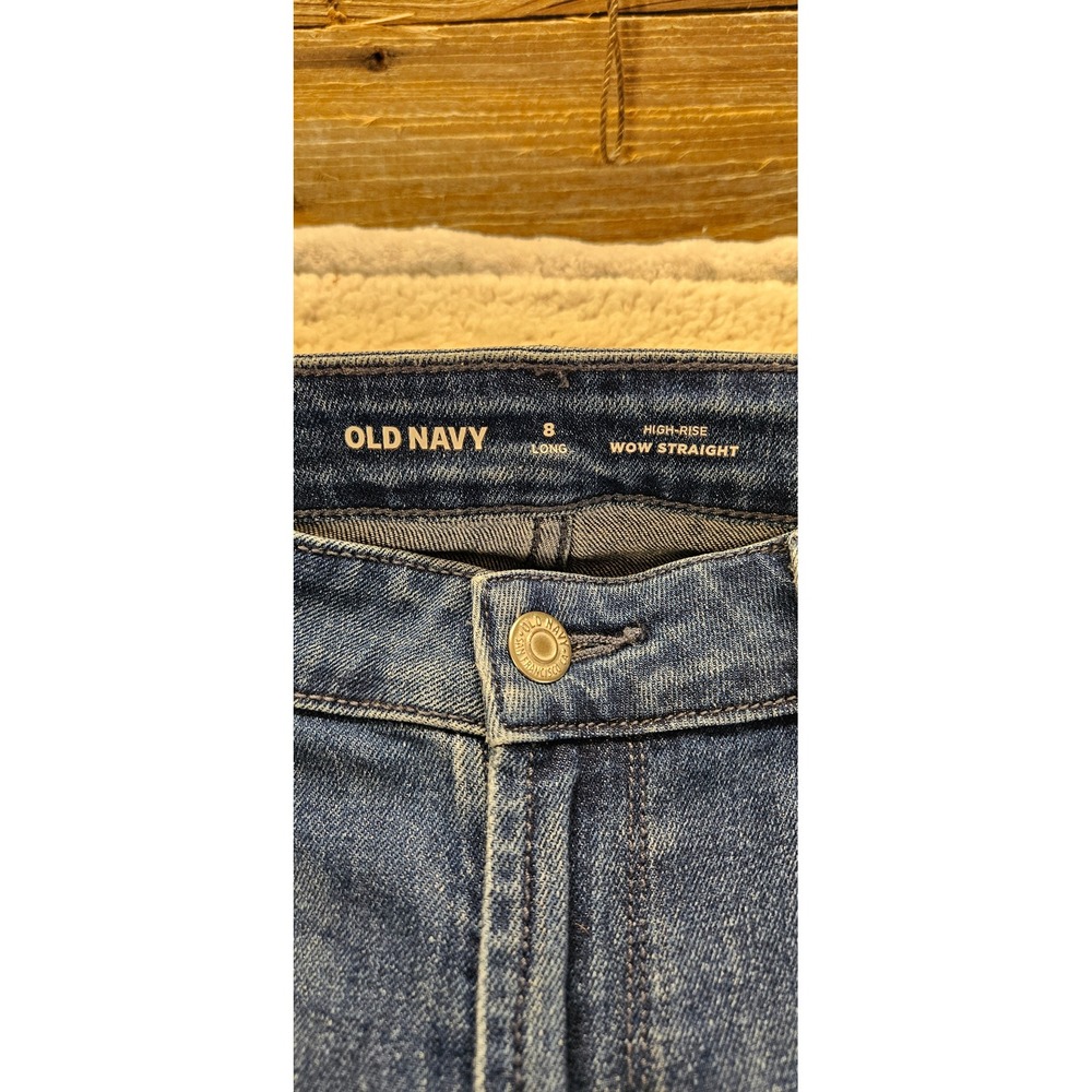 Old Navy High-Rise Wow Straight Jeans Womens 8 Long Medium Wash Blue Denim - Picture 2 of 5